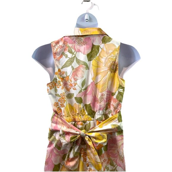 Chloe+Rene Womens Dress 100% Cotton Floral Print Tie Waist Sleeveless Boho Sz L - Picture 5 of 13